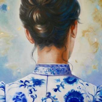 'Delft Blue 60 x 90 cm olieverf op linnen