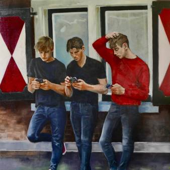 'City boys' 100 x 80 cm olieverf op linnen