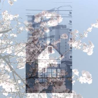 Tokyo Utopia - sumi e print, wooden frame art glass 33 x 47 cm