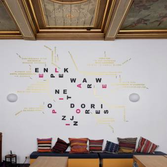 Waar in nu ben / project met tekstinstallatie/ Huis de Pinto, Amsterdam