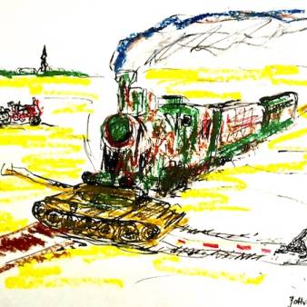 "the Road" serie, A4 inktpastel tekening 1997