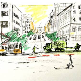 "The Road" serie, A4 inkt/pastel tekening 1997