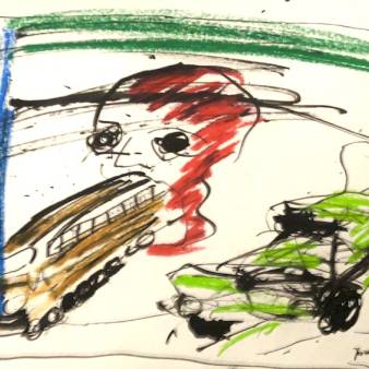 The road-serie97, A4 inkt/pastel tekening