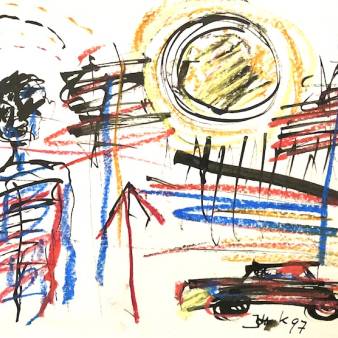 The road-serie97, A4 inkt/pastel tekening