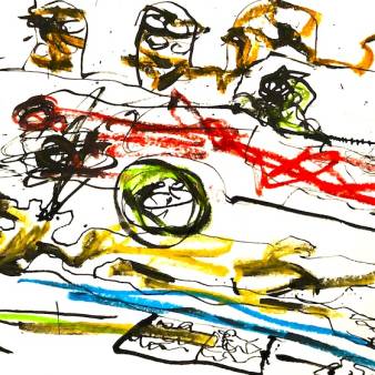 The road-serie97, A4 inkt/ pastel tekening