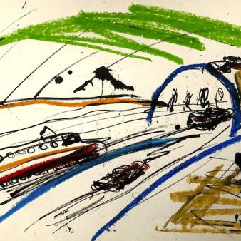 The road-serie, A4 in kt/pastelkrijt tekening