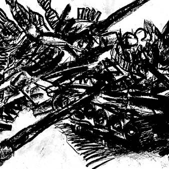 Schwarze Landschaft 2, 116X160cm 2025 Conté/papier