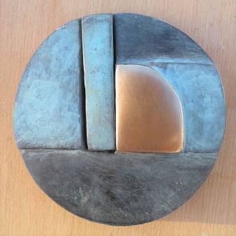 tweedelige penning in brons,, ds 8 cm