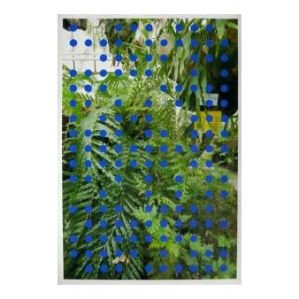 Kleiner Blauer Garten | acryl en pigmentprint op Japans bamboepapier | 81x55,5 cm | 2020