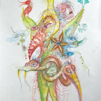 Broederschap 2  2025  75 x 160 cm.  mixed-media op papier