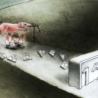 steen der wijzen na grillen van varken