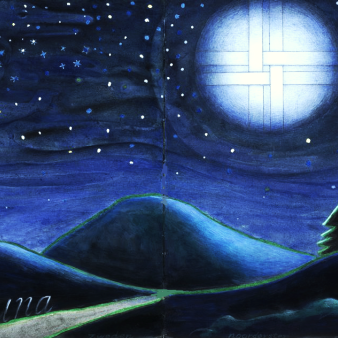 en wijst naar het weefsel in de Poolster