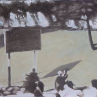 The Assault I, 2023, Aquarelverf op papier