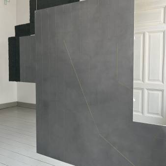 flattened brick, aluminium, wire and other side tablecloth of my mother